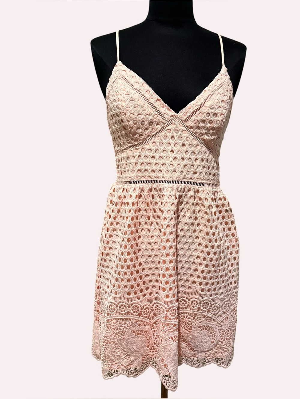 Abercrombie & Fitch Peach Pink crochet lace spaghetti straps dress size S